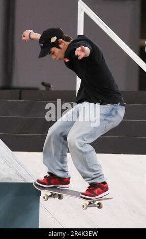 Tokyo, Japon. 28th mai 2023. Yuto Horigome, médaillé d'or olympique du Japon, se produit dimanche à 28 mai 2023 lors de la finale masculine de la compétition de skateboard de Tokyo. Horigome a remporté la compétition pour hommes avec un score de 87,94. (Photo de Yoshio Tsunoda/AFLO) crédit: AFLO Co. Ltd./Alamy Live News Banque D'Images