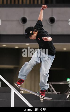 Tokyo, Japon. 28th mai 2023. Yuto Horigome, médaillé d'or olympique du Japon, se produit dimanche à 28 mai 2023 lors de la finale masculine de la compétition de skateboard de Tokyo. Horigome a remporté la compétition pour hommes avec un score de 87,94. (Photo de Yoshio Tsunoda/AFLO) crédit: AFLO Co. Ltd./Alamy Live News Banque D'Images