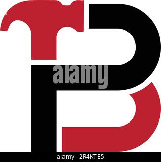 Logo de construction combinée de la lettre P, B et de l'icône hemmer. Illustration de Vecteur