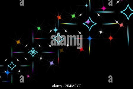 Texture abstraite de feu d'artifice lumineux rare et lumineux de salutes d'explosions et d'étoiles et de losange de carrés de magie d'énergie multicolore Illustration de Vecteur