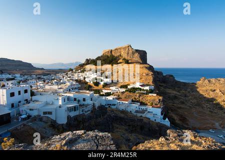 Baie St Pauls, dans le village de Lindos, sur l'île grecque de Rhodes Banque D'Images