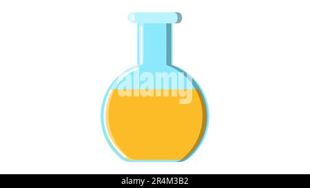 Magnifique tube à essai médical jaune rond en verre avec liquide pour la recherche scientifique menant des expériences et de faire des médicaments sur un coup Illustration de Vecteur