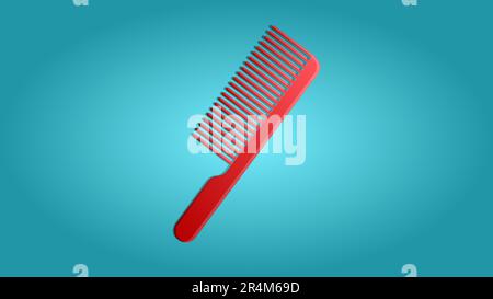 Tendance belle beauté glamour tendance rouge plastique coiffeur brosse sur un fond bleu. Illustration vectorielle. Illustration de Vecteur