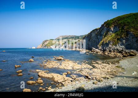 Vue sur l'océan et les falaises depuis Laredo en Cantabrie, Espagne Banque D'Images