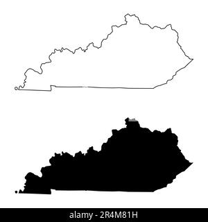 Ensemble de cartes du Kentucky, états-unis d'amérique. Illustration vectorielle de l'icône de concept plat . Illustration de Vecteur