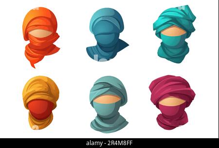illustration vectorielle ui set du turban de foulard isolé sur fond blanc Illustration de Vecteur