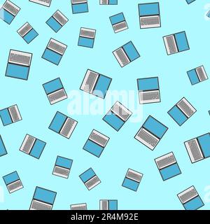 Motif transparent, texture des ordinateurs portables numériques modernes puissants avec clavier, technologie isolée sur fond bleu. Illustration de Vecteur