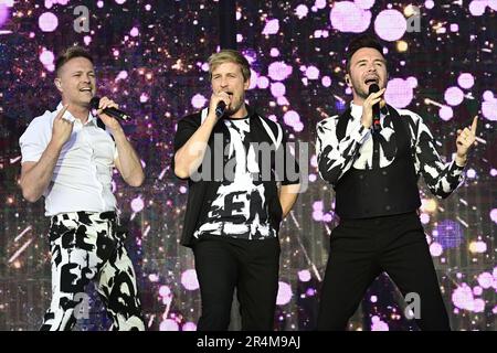 Westlife sur scène à Grona Lund à Stockholm, Suède, 28 mai 2023.photo: Jonas Ekmount / TT / code 10030 Banque D'Images