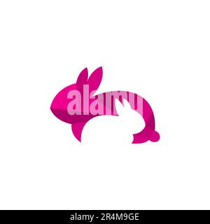 Logo abstrait deux lapins. Vecteur d'amour de lapin Illustration de Vecteur