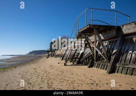 Accès marche escalier chemin en bois sur la baie bassin d'Arcachon côte atlantique à Cap-Ferret en France Banque D'Images