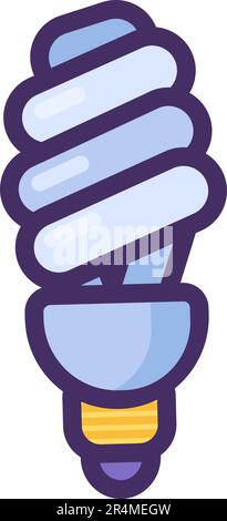 Lampe fluorescente en spirale. Matières explosives toxiques. Problème de pollution par les déchets dangereux. Icône plate en contour, élément pour la conception infographique. Simple ca Illustration de Vecteur