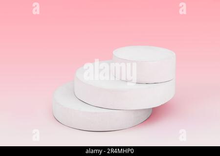 Podium pour les cosmétiques, le savon, la présentation des articles. Résumé sphère géométrique minimale. Cylindre trois formes, ombre molle. Scène pour afficher le produit, l'objet. S Banque D'Images