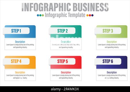 Le modèle d'infographie avec l'option numéros six peut être utilisé pour les options de mise en page, de diagramme et d'augmentation de nombre du flux de travail. Illustration de Vecteur