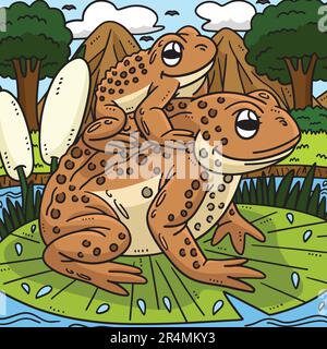 Mother Frog and Baby Frog Colon Illustration de Vecteur