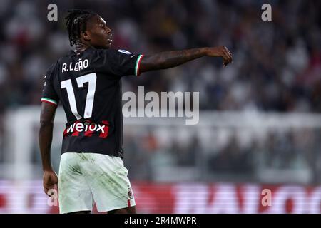 Turin, Italie. 28th mai 2023. Rafael Leao d'AC Milan gestes pendant la série Un match de football entre Juventus FC et AC Milan au stade Allianz sur 28 mai 2023 à Turin, Italie . Credit: Marco Canoniero / Alamy Live News Banque D'Images