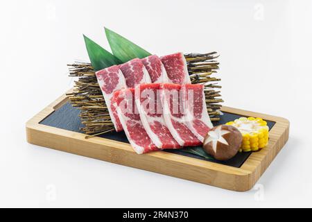 Tranches de rabats de viande pour barbecue japonais ou barbecue coréen。 Banque D'Images