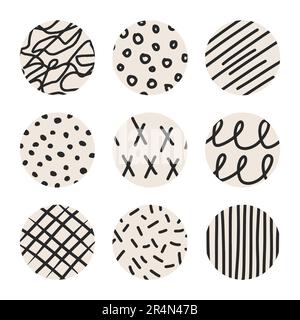 Mettre en place la couverture de l'histoire esthétique. Formes abstraites en forme de caniche dessinées à la main. Le boho tendance couvre les histoires de médias sociaux pour les blogueurs dans le contemporain Illustration de Vecteur