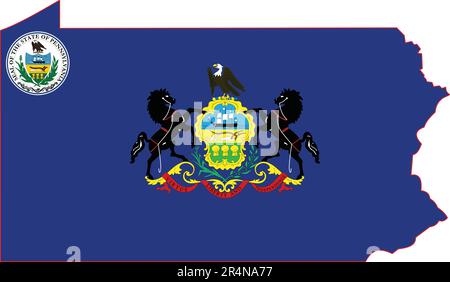 Carte de l'État de Pennsylvanie des États-Unis Illustration de Vecteur