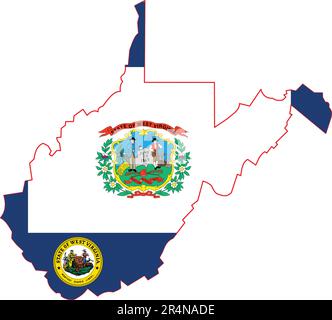 Carte de l'État de Virginie-Occidentale des États-Unis Illustration de Vecteur