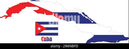 Carte et drapeau de Cuba Illustration de Vecteur