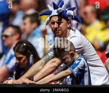 Les fans de Sheffield Wednesday arrivent devant le match final de la Sky Bet League 1 Barnsley vs Sheffield Wednesday au stade de Wembley, Londres, Royaume-Uni, 29th mai 2023 (photo de Gareth Evans/News Images) Banque D'Images