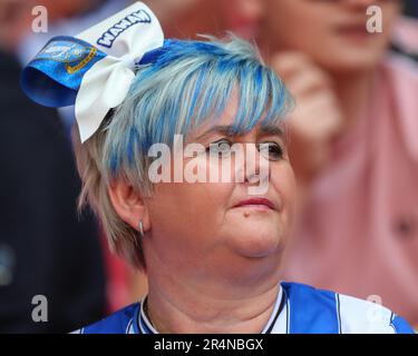 Les fans de Sheffield Wednesday arrivent devant le match final de la Sky Bet League 1 Barnsley vs Sheffield Wednesday au stade de Wembley, Londres, Royaume-Uni, 29th mai 2023 (photo de Gareth Evans/News Images) Banque D'Images