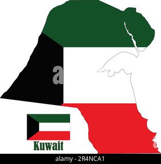 Carte et drapeau du Koweït Illustration de Vecteur