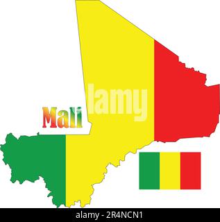 Mali carte et drapeau Illustration de Vecteur