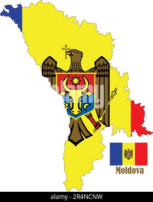 Carte et drapeau de Moldavie Illustration de Vecteur