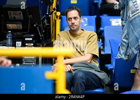 Paris, France. 28th mai 2023. Fabien Marsaud (Grand corps Malade) lors du championnat français, match de basket-ball Betclic Elite entre ASVEL basket et Metropolitans 92 (mets ou Boulogne-Levallois) sur 28 mai 2023 à Levallois, France. Crédit : Victor Joly/Alamy Live News Banque D'Images