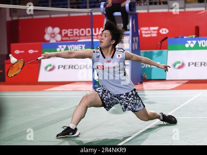 Kuala Lumpur, Malaisie. 28th mai 2023. Akane Yamaguchi du Japon joue contre Gregoria Mariska Tunjung de l'Indonésie lors du match final féminin des Perodua Malaysia Masters 2023 à Axiata Arena. Akane Yamaguchi a gagné avec des partitions; 21/21 : 17/7. Crédit : SOPA Images Limited/Alamy Live News Banque D'Images