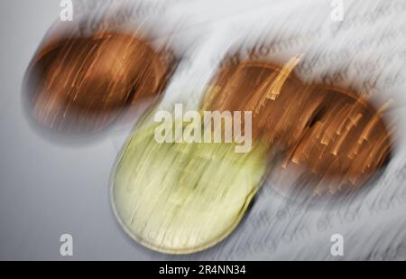 Quelqu'un qui a reçu une notification de l'Agence suédoise d'assurance sociale (en suédois: Försäkringskassan) au sujet de la réception de l'électricité, ici photographié pendant une longue période d'exposition. En raison de l'augmentation des coûts de l'électricité, le gouvernement a décidé que les ménages suédois recevront une aide en électricité (elstöd) en fonction de leur consommation d'électricité. Banque D'Images