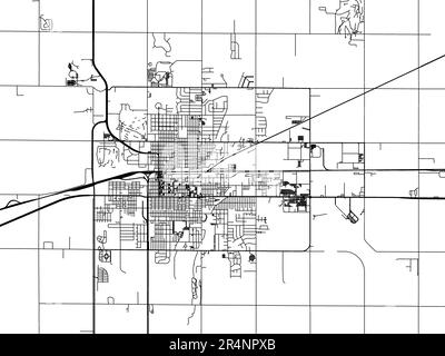 Carte routière vectorielle de la ville d'Aberdeen Dakota du Sud aux États-Unis d'Amérique sur fond blanc. Banque D'Images