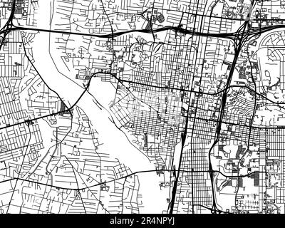 Carte routière vectorielle de la ville d'Albuquerque Centre Nouveau-Mexique aux États-Unis d'Amérique sur fond blanc. Banque D'Images