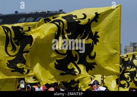 Bruxelles, Belgique. 29th mai 2023. Manifestation du parti d'extrême-droite flamand Vlaams Belang à Bruxelles, Belgique, sur 29 mai 2023. Crédit: ALEXANDROS MICHAILIDIS/Alamy Live News Banque D'Images