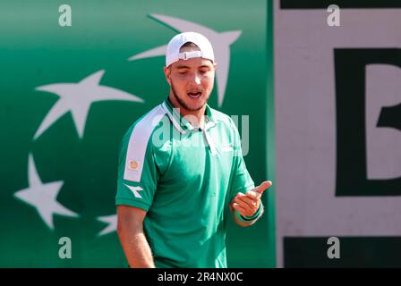 Paris, France. 29th mai 2023. Tennis : Grand Chelem/ATP Tour - French Open, hommes célibataires, 1st tours. Lehecka (République tchèque) - Struff (Allemagne). Jan-Lennard Struff réagit. Credit: Frank Molter/dpa/Alay Live News Banque D'Images