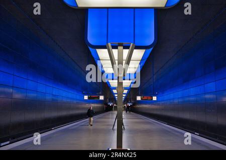 Hambourg, Hansestadt, Norddeutschland, Waterkant, U-Bahn, Métro, Station, Haltestelle, Licht, Light, HafenCity Universität Banque D'Images