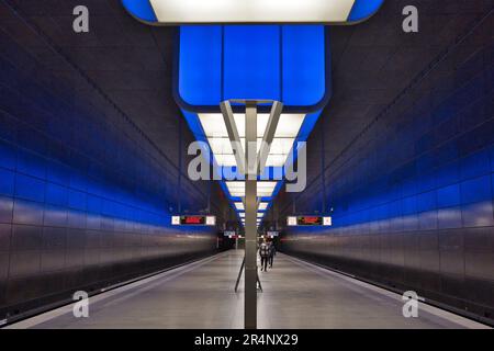 Hambourg, Hansestadt, Norddeutschland, Waterkant, U-Bahn, Métro, Station, Haltestelle, Licht, Light, HafenCity Universität Banque D'Images