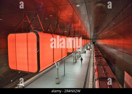 Hambourg, Hansestadt, Norddeutschland, Waterkant, U-Bahn, Métro, Station, Haltestelle, Licht, Light, HafenCity Universität Banque D'Images