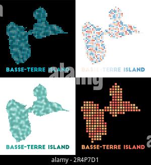 Carte de basse-Terre Island. Collection de cartes de l'île basse-Terre en pointillé. Illustration vectorielle. Illustration de Vecteur