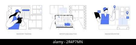 Illustrations vectorielles du concept abstrait du système de gestion d'entrepôt. Illustration de Vecteur