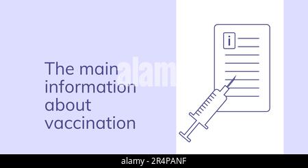 Bannière de vaccination sur fond violet. Bannière élégante avec texte et icônes pour la santé et le secteur médical Illustration de Vecteur