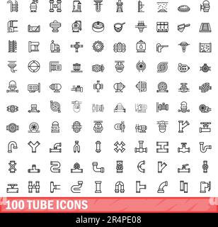 ensemble de 100 icônes de tube. Illustration du contour de 100 icônes de tube ensemble de vecteurs isolé sur fond blanc Illustration de Vecteur
