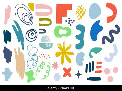 Ensemble de formes abstraites et d'objets style boho minimaliste. Décoration géométrique minimaliste colorée pour l'impression, les affiches ou le modèle de poste Illustration de Vecteur