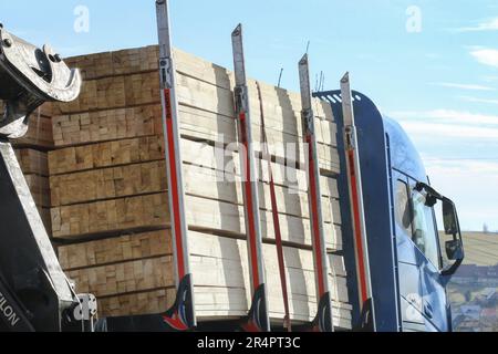 Un camion polyvalent utilisé pour transporter le bois dans les montagnes, Zakopane, Pologne. Banque D'Images