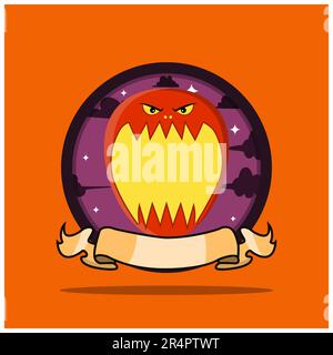 Vintage Monster Head Circle Label avec motif ballon. Vecteur et illustration Illustration de Vecteur