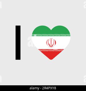 J'aime l'illustration de l'icône du vecteur de drapeau de l'Iran Illustration de Vecteur