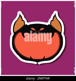 Autocollants monstre avec Bat Creepy Halloween. Fond violet. Conception plate. Symboles Halloween. Vecteur et illustration. Illustration de Vecteur