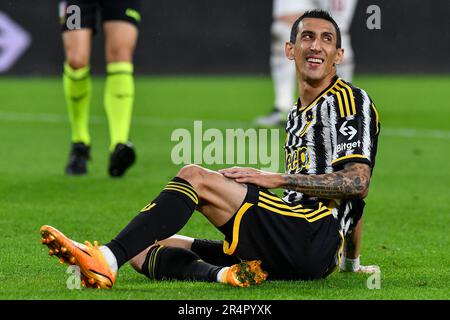 Angel Di Maria de Juventus FC réagit pendant la série Un match de football entre Juventus FC et AC Milan au stade Juventus de Turin (Italie), 29 mai Banque D'Images