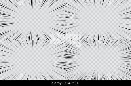 Fond transparent Manga. Explosion comique, mouvement. Bande dessinée action motif ou texture de superposition, anime Hero rapide déplacement vector graphique arrière-plan. Toile de fond effet de mouvement vitesse de page Manga Illustration de Vecteur